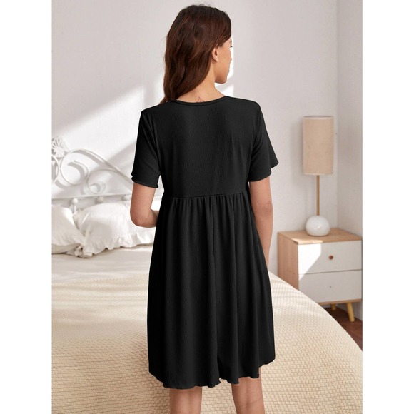 Maternity Surplice Neck Rib knit Lounge Dress - Picture 7 of 11